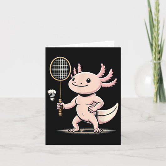 Axolotl Spelen Badminton Player Shuttle Sport Kaart (Voorkant)