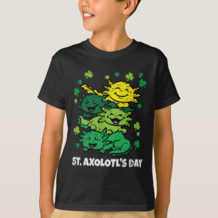 Axolotl St Patricks Day Cute Animal Shamrock Kruid T-shirt