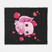Axolotl Strawberry Milk Shake Kawaii Japans Anim Fleece Deken (Voorkant (Horizontaal))