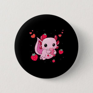 Axolotl Strawberry Milk Shake Kawaii Japans Anim Ronde Button 5,7 Cm