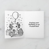 Axolotl Thema Verjaardag met Kleurplaat Kaart (Binnen)
