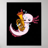 Axolotl Tuba Speler Schattige Axlotl Muziek Kinder Poster (Voorkant)