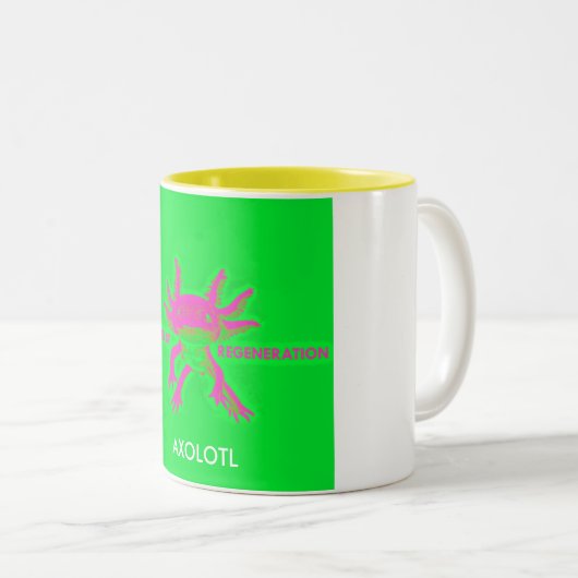 axolotl tweekleurige koffiemok (Voorkant rechts)