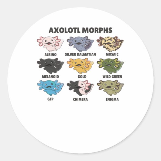 Axolotl van zoete dieren uit de wereld ronde sticker (Voorkant)