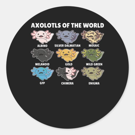 Axolotl van zoete dieren uit de wereld ronde sticker (Voorkant)