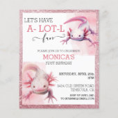 Axolotl verjaardag Roze Glitter uitzicht (Voorkant)