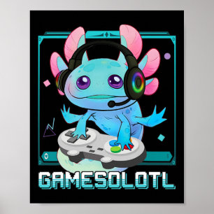 Axolotl Video Gamer Kawaii Pastel Gothic Schattige Poster
