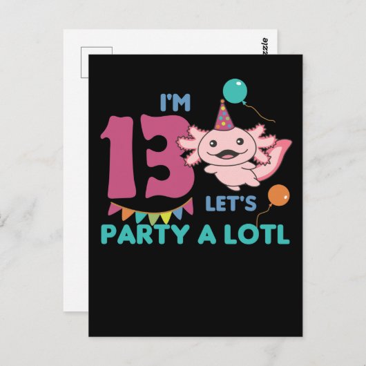 Axolotl voor 13e verjaardag Dertien jaar oude Axol Briefkaart (Voorkant / Achterkant)