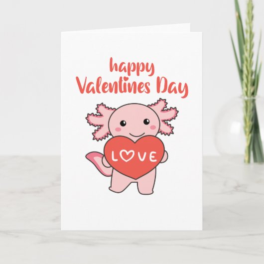 Axolotl voor Valentijnsdag Mooie Dieren Met Kaart (Voorkant)