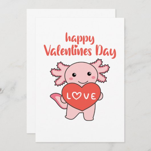 Axolotl voor Valentijnsdagen die met Kaart (Voorkant / Achterkant)