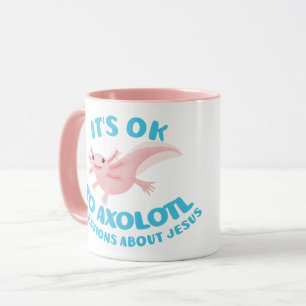 Axolotl vragen over Jezus schattig christelijk Mok