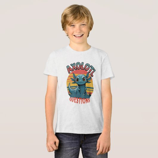 "AXOLOTL VRAGEN – Retro Graffiti Vibes" Tri-Blend Shirt (Voorkant volledig)