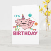 Axolotl wenst dat het mijn verjaardag is Cute Axol Kaart (Gele Bloem)
