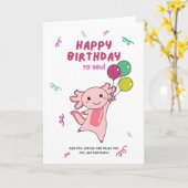 Axolotl wenst een fijne dag voor uw Axolotl-kaart Kaart (Gele Bloem)