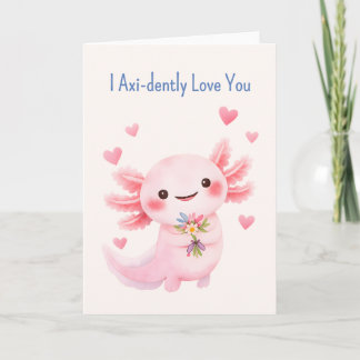 Axolotl With a Bouquet Salamander love Feestdagen Kaart