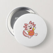 Axolotl zwemmen ronde button 7,6 cm (Voorkant /achterkant)