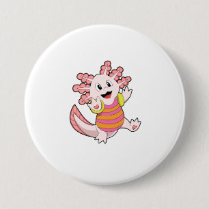 Axolotl zwemmen ronde button 7,6 cm