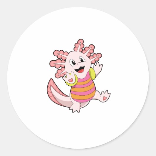 Axolotl zwemmen ronde sticker (Voorkant)