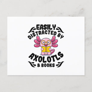 Axolotls en boeken   Leeshuisdieren Cute Axolotl G Briefkaart