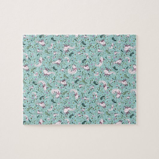 Axolotls in blauw legpuzzel (Horizontaal)