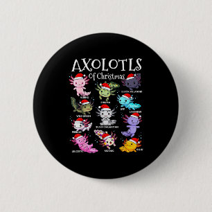 Axolotls Kerstman Hoed Kerstmis Pyjama Schattig Di Ronde Button 5,7 Cm