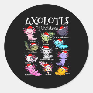 Axolotls Kerstman Hoed Kerstmis Pyjama Schattig Di Ronde Sticker