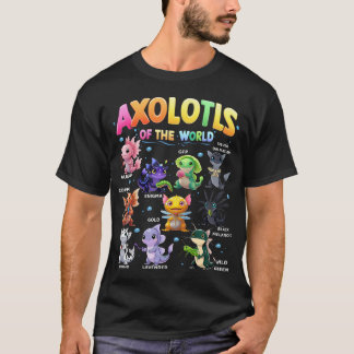Axolotls Van De Wereld Cute Kawaii T-shirt