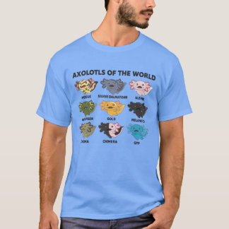 Axolotls Van de Wereld Zoete Dieren Kawaii Axolotl T-shirt