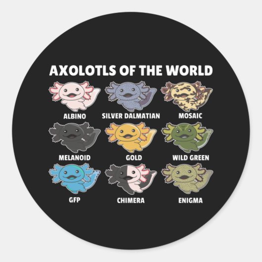 Axolotls van de wereld - zoete dieren ronde sticker (Voorkant)