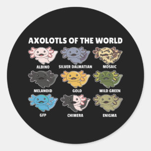 Axolotls van de wereld - zoete dieren ronde sticker