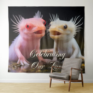 Axolotls Vis Feest Achtergrond Foto Muur Kunst Ban Wandkleed