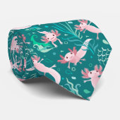 Axolotta rose sur Cravate Turquoise (Roulé)