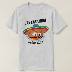 AY CARAMBA! Cartoon Cat Señor Gato™ 2 zijkanten T-shirt