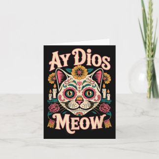 Ay Dios Meow Grappige Suiker Schedel Kat Dia De Lo Kaart