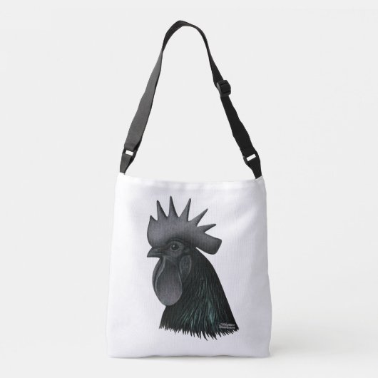 Ayam Cemani Rooster Head Crossbody Tas (Achterkant)