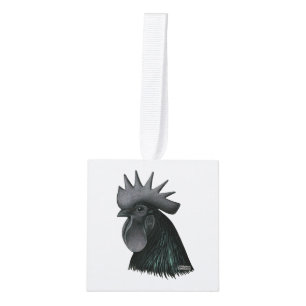 Ayam Cemani Rooster Head Kubus Ornament