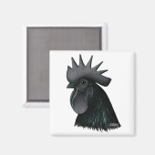 Ayam Cemani Rooster Head Magneet (Voorkant / Achterkant)