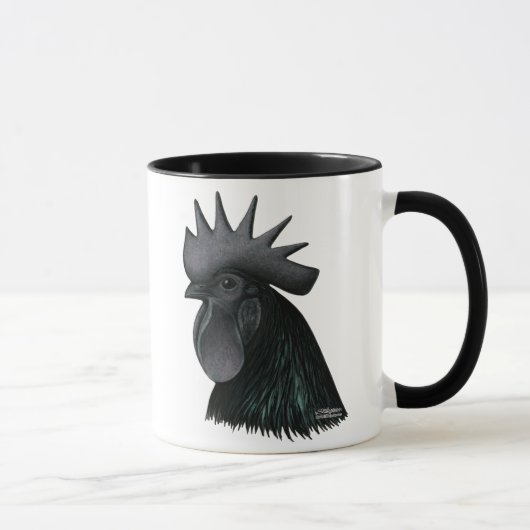 Ayam Cemani Rooster Head Mok (Rechts)