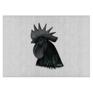 Ayam Cemani Rooster Head Snijplank