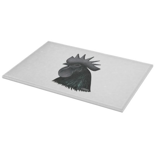 Ayam Cemani Rooster Head Snijplank (Hoek)