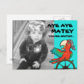 Aye Aye Pirate Parrot Uitnodiging Briefkaart (Voorkant / Achterkant)