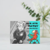 Aye Aye Pirate Parrot Uitnodiging Briefkaart (Staand voorkant)
