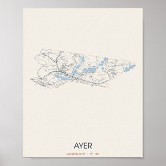 Ayer, Massachusetts Plattegrondposter – Opgericht Poster