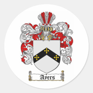 AYERS FAMILY CREST - AYERS WAPEN RONDE STICKER