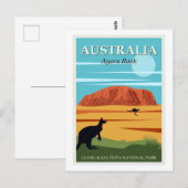  Ayers Rock Australia Kangaroos Travel Briefkaart (Voorkant / Achterkant)