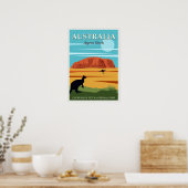 Ayers Rock Australia Kangaroos Travel Poster (Keuken)