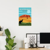 Ayers Rock Australia Kangaroos Travel Poster (Thuiskantoor)
