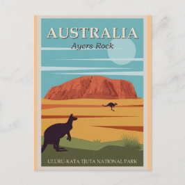 Ayers Rock Australia Vintage Travel Poster Briefkaart