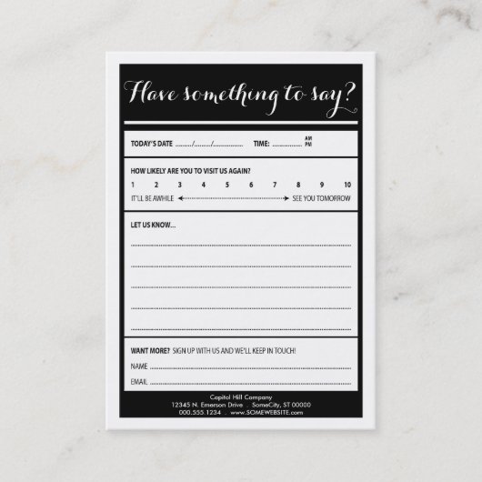 ayez quelque chose dire la carte de commentaire de (Devant)