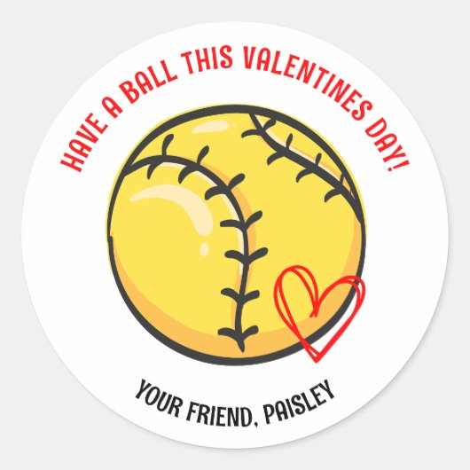 Ayez un Ball Softball Valentines Stickers Day (Devant)